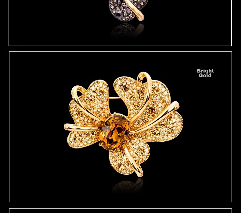 Eternelle French Eternal European Vintage Iris Brooch, High-End Jewelry for Women, Austrian Crystal Corsage, Elegant Blue 10
