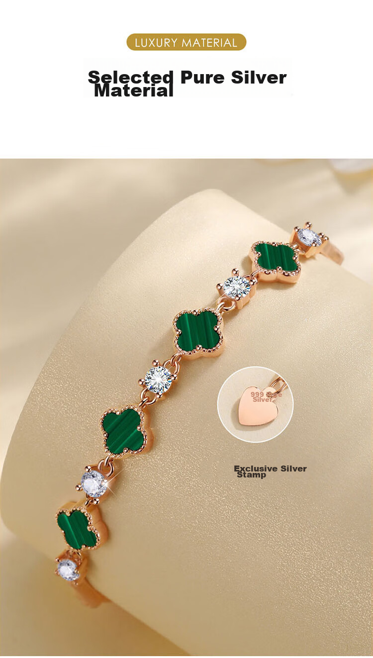 Grace Girl Four-Leaf Clover Bracelet for Women, Rose Gold Jewelry, Practical Anniversary Birthday Gift for Girlfriend 5