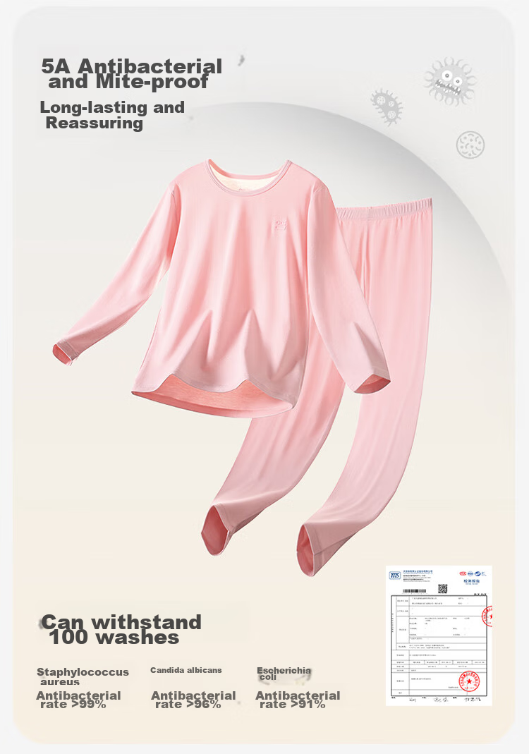 Jiusuiban Children's Thermal Underwear for Girls, Autumn And Winter Fleece-Lined Thin School Uniform Base Layer Cotton Sweater Pajamas Pants Big Kids Autumn Clothes And Pants 6