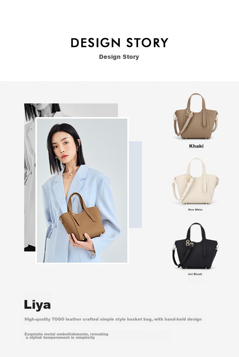 HONGU Women's Leather Handbag, Shoulder Bag, Commuter Basket Bag, Crossbody Bucket Bag, Birthday Gift for Girlfriend 4