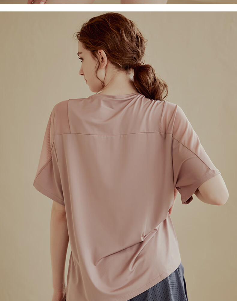 XUEXIMAN Yoga Wear for Women, Loose-Fitting Quick-Dry Short Sleeve Sports Top, Breathable Fitness Cover-Up, Summer Workout Athletic T-Shirt 12