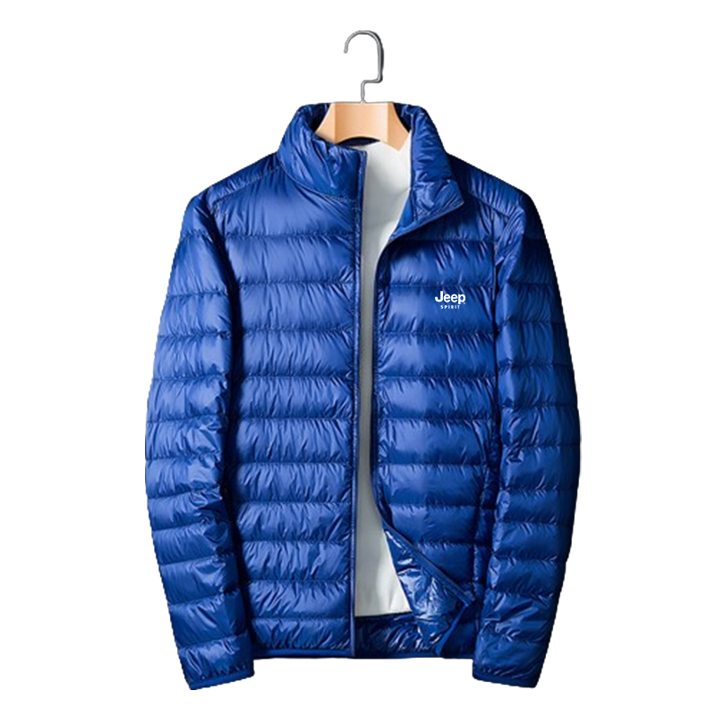 JEEP SPIRIT Men's Lightweight Down Jacket Winter Warm Casual Stand Collar Cold-Resistant Coat Gray XL
