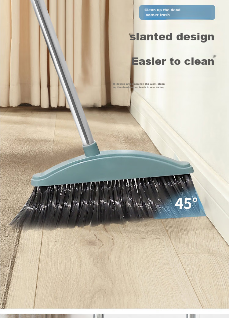 MENGTING Comb-Toothed Windproof Broom And Dustpan Set, Stainless Steel Handle Broom And Dustpan Combo Two-Piece Set, Gree 5