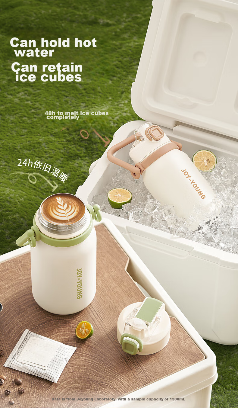 Joyoung Insulated Cup, 316L Stainless Steel, Large Capacity Water Bottle, for Students And Women, Portable Outdoor Cup, 1L, White 7