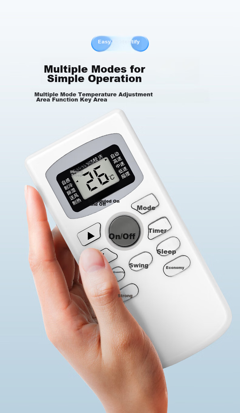 Yeebarle Universal Remote Control for TCL Air Conditioners, Compatible with Wall-Mounted Units, Ceiling-Mounted Units, Multi-Unit Systems, Window Units, Cooling And Heating Central Air Conditioning, Model 5425 6