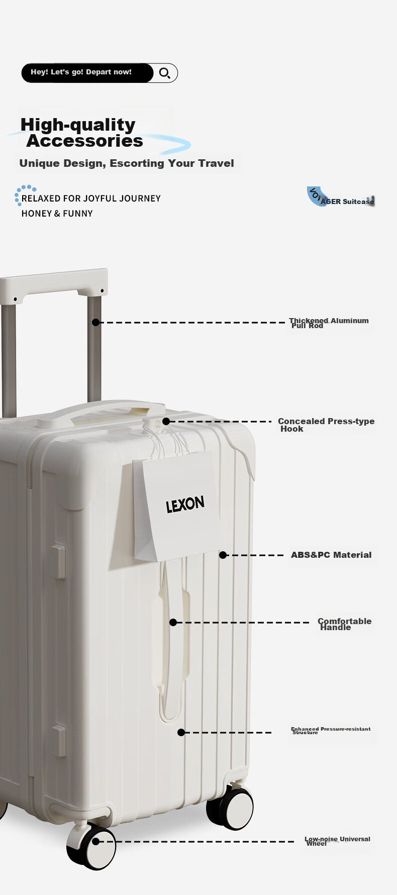 LEXON French Brand Large Capacity 26-Inch Suitcase, Business Travel Luggage, Spinner Wheels Trolley Case, Student Password Lock Suitcase 6
