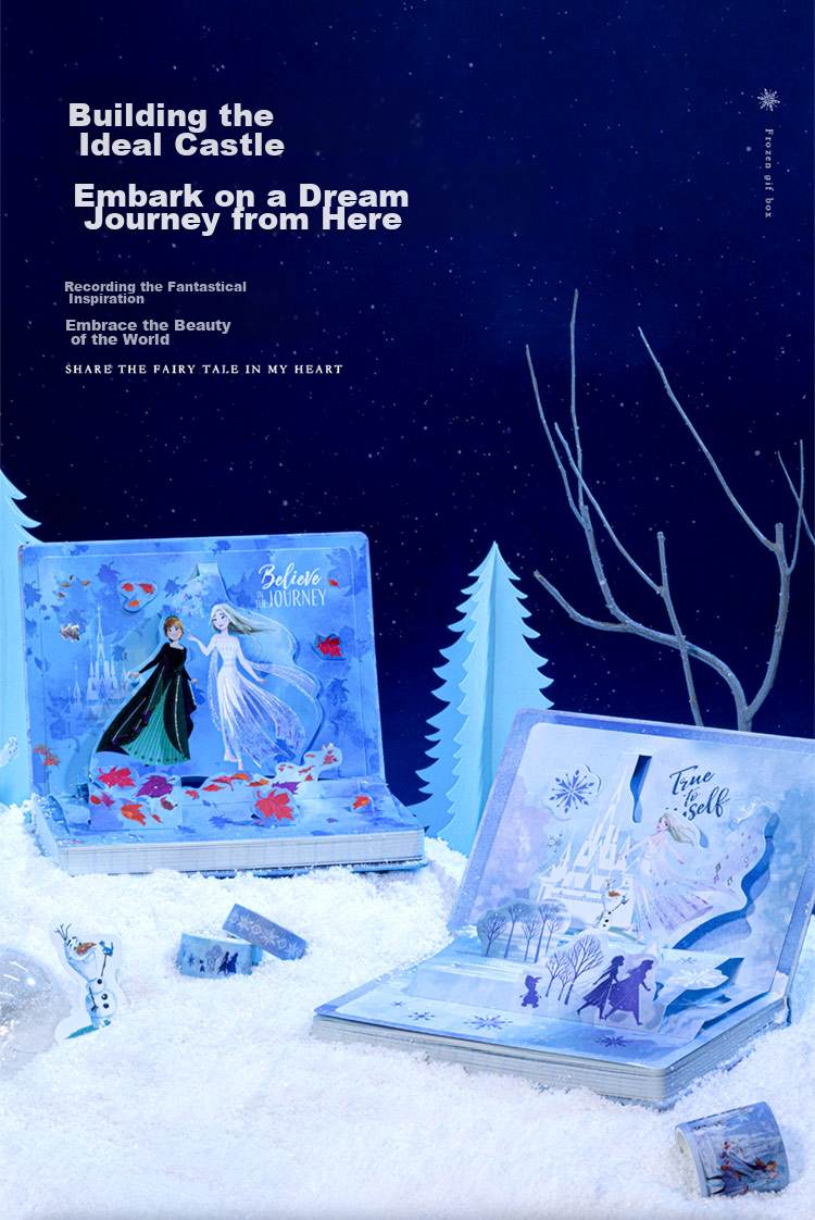 Disney Stationery Notebook, Journal, Gift Box, High-Quality Notebook, Children's Birthday Gift, Elsa Princess Light Blue, for Girls Aged 10-12 5