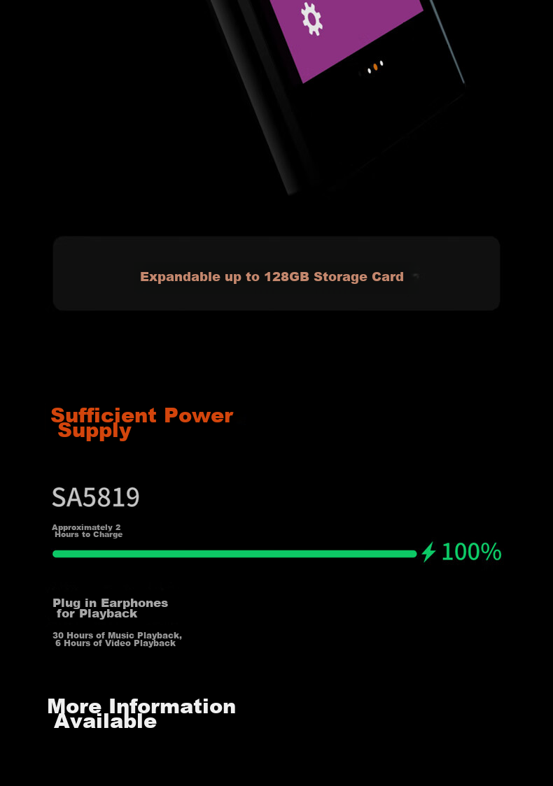 PHILIPS SA5819 MP3/MP4 Music Player, 5.0-Inch Display, 3GB RAM + 32GB Storage, Android 9.0, WIFI-Enabled Internet Access 12