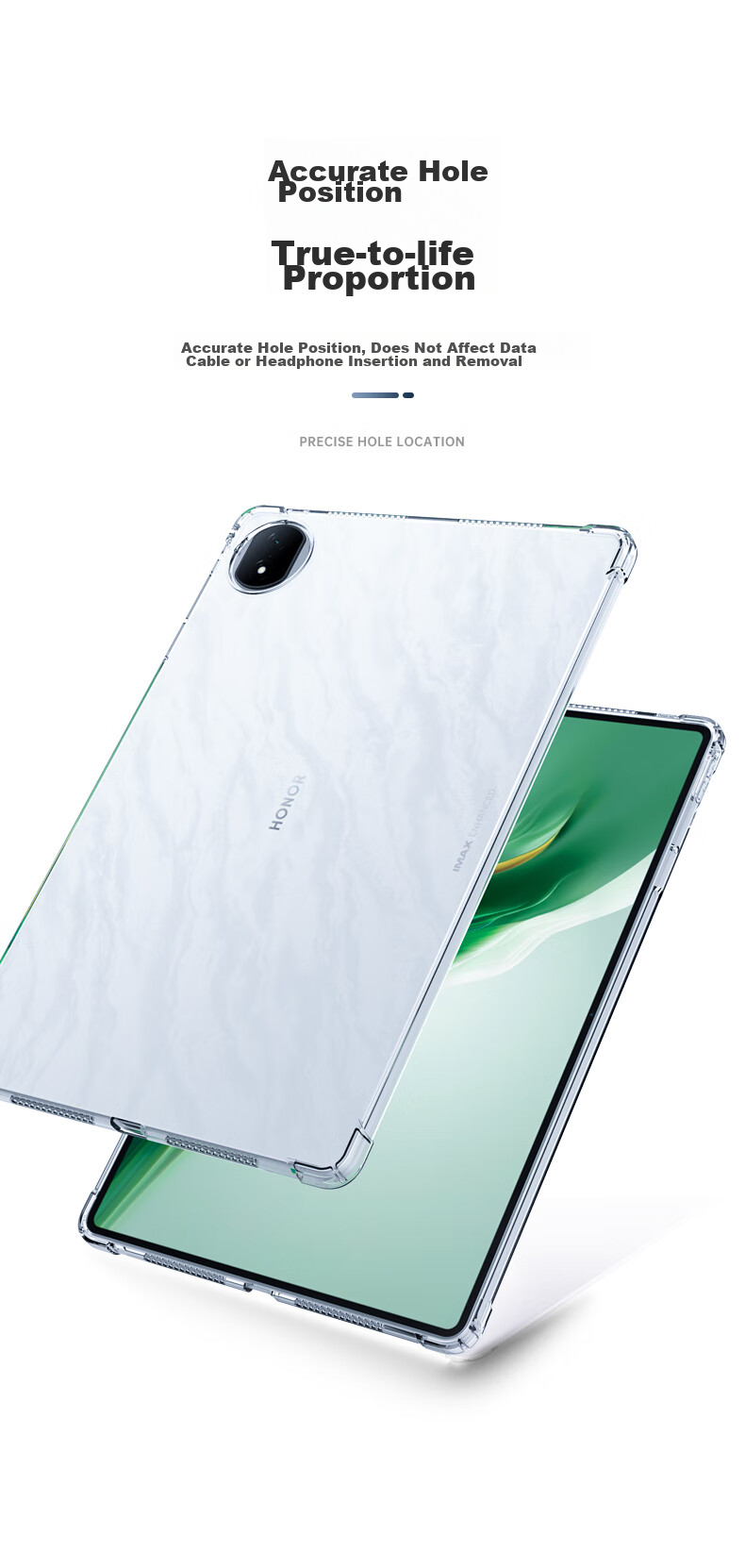 BIAZE Compatible with Honor MagicPad 2024 Protective Case, Honor Tablet 12.3-Inch Protective Cover, TPU Transparent Case with Four Corners PB535 - Transparent White 3