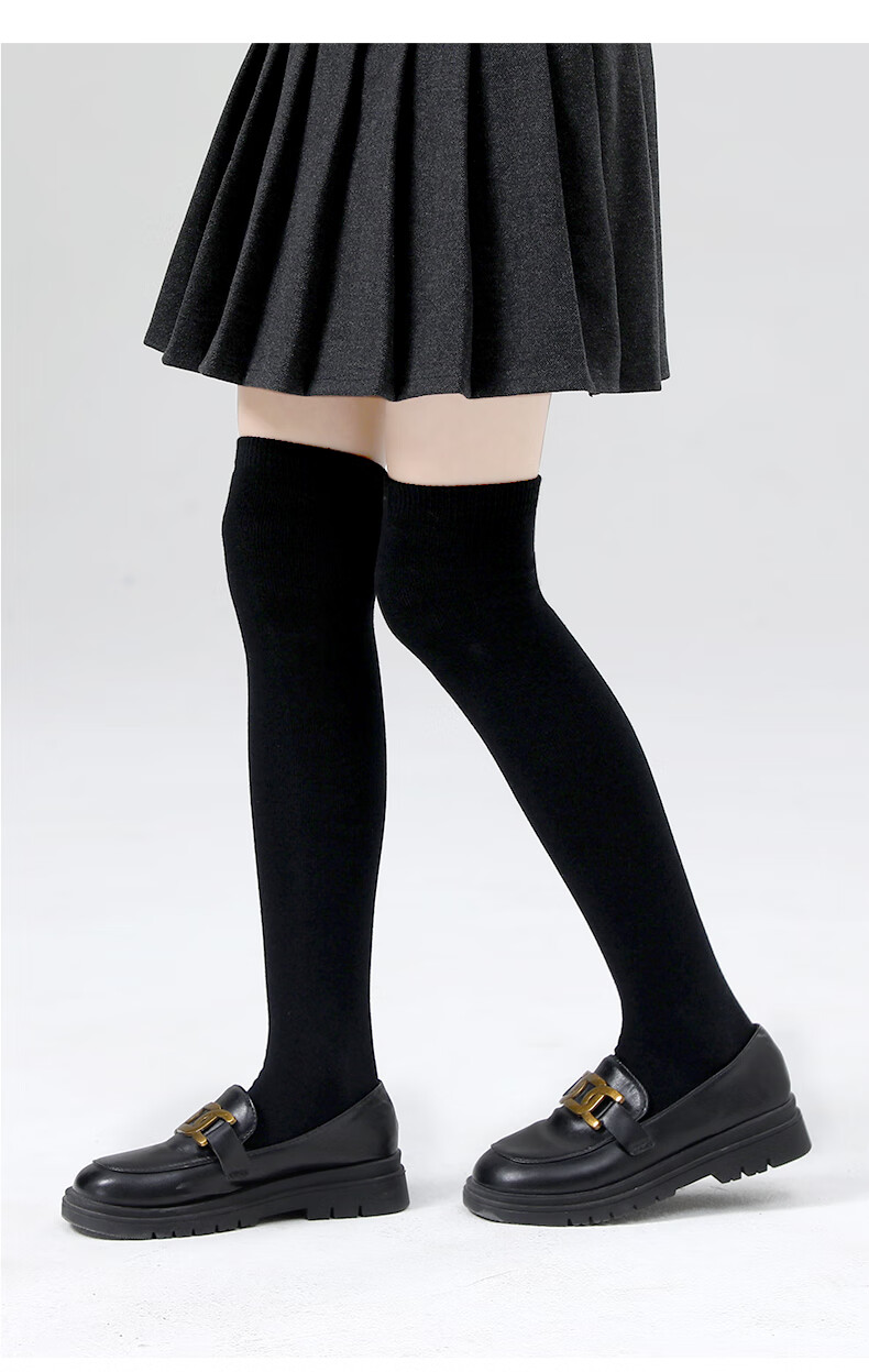 Zhiyouban Girls' Mid-Calf Socks, Children's Knee-High Socks, Spring And Autumn Style, Over-Knee White Long Socks, Black High Socks for Girls, Student Socks 18