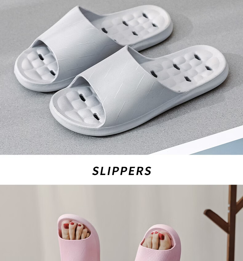 Huameijianbu Couple's Home Slippers, Bathroom Indoor Leak-Proof Quick-Drying Thick Sole Non-Slip Sandals HM3333 Light Blue Size 36-37 9