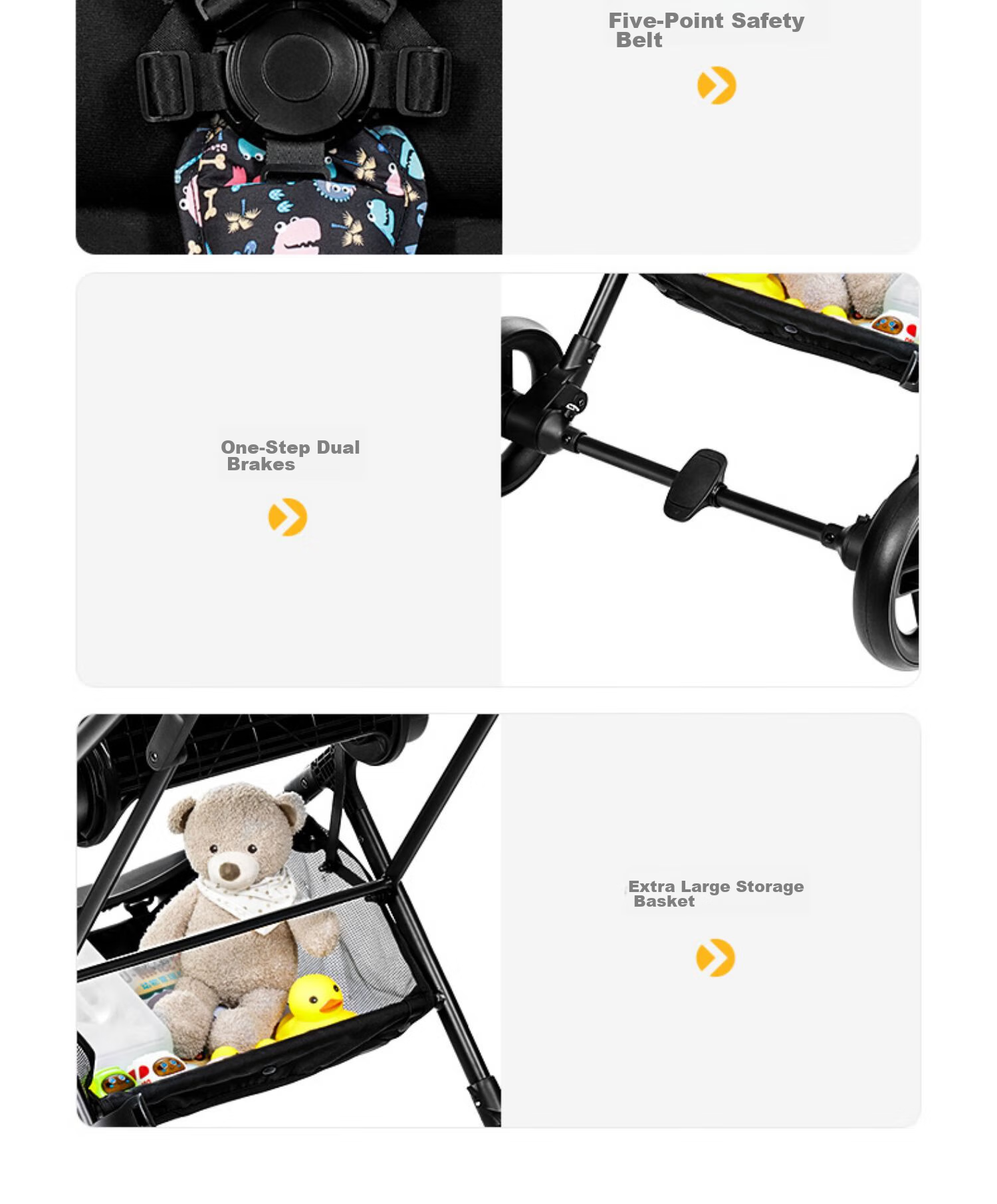Elittile Stroller for Infants 0-3 Years Old, Foldable, Reclining, Reversible, High Landscape View, Perfect for Taking Babies Out, Dream5 Model 24