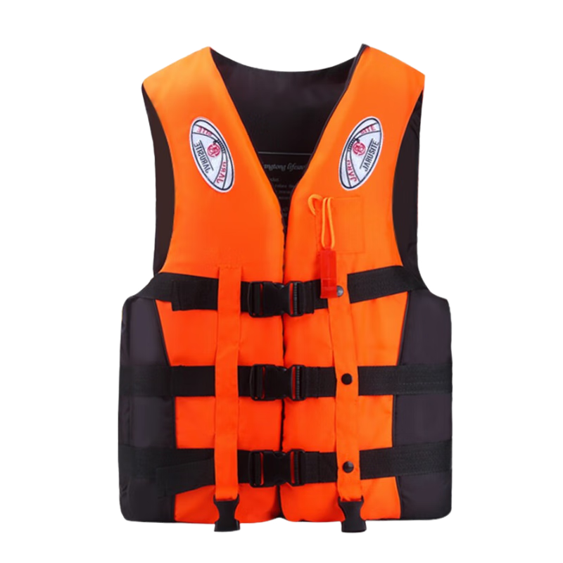 BWNK Professional Life Jacket, High Buoyancy, Adult Snorkeling Equipment, Swimming Vest, Boat Life Whistle, Camping Gear, Orange XXXL