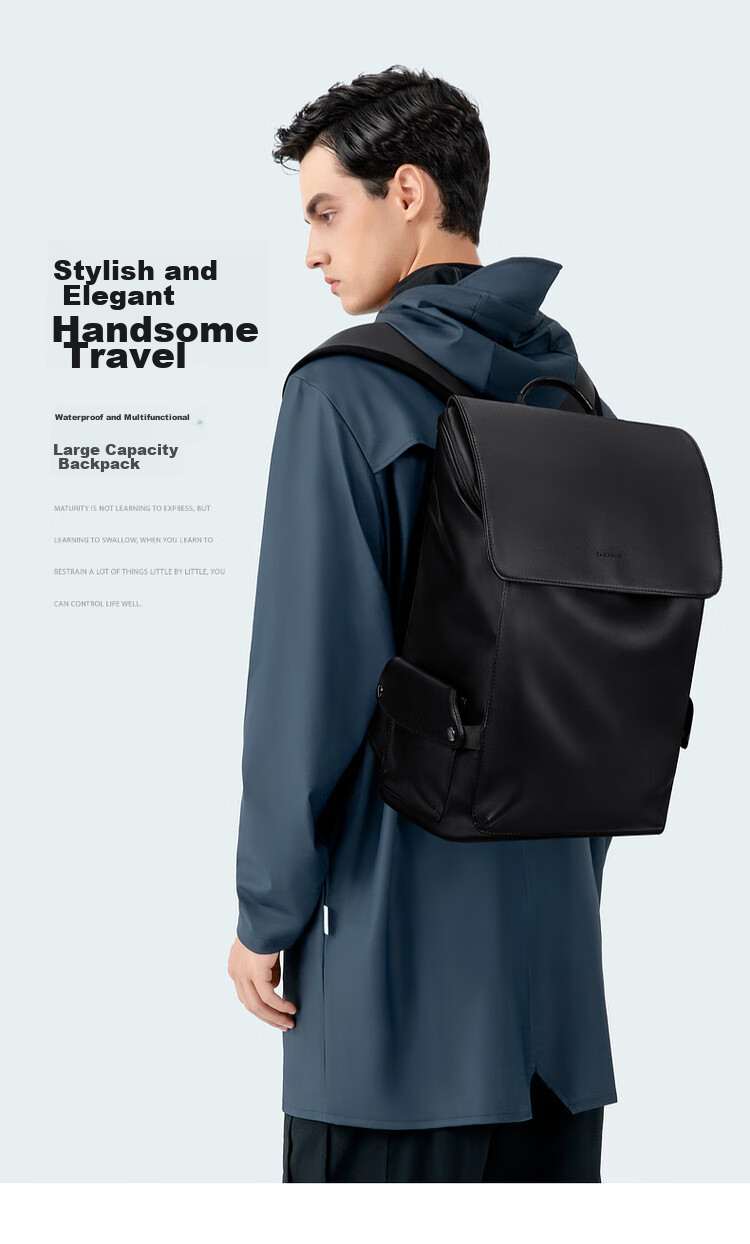 GOLF Backpack for Men, Casual Soft Leather Backpack, Laptop Bag for Students, Flip-Top Travel Outdoor Business Sports Backpack 1