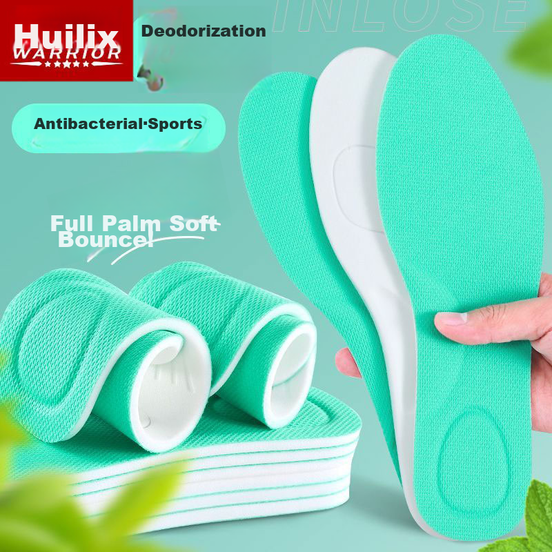 Warrior Sports Insoles for Men, Shock-Absorbing, Soft And Bouncy, Odor-Resistant, Breathable, Sweat-Absorbing, Military Training SDKJ, 1 Pair, Green And White, Size 45