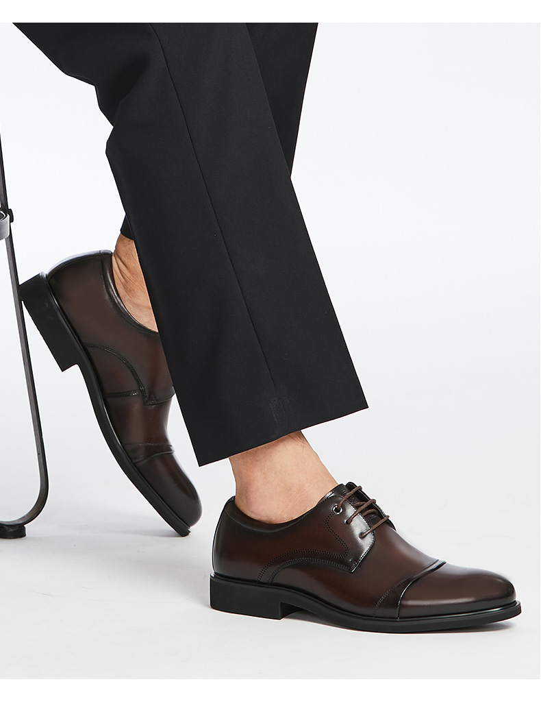 LAORENTOU Pointed Toe Leather Shoes for Men, Casual Soft-Soled Formal Business British Style Work Shoes, 200240 Black Hollow-Out, Size 40 20