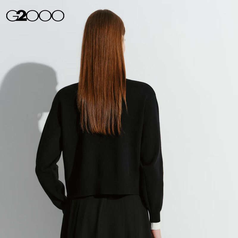 G2000 Warm Autumn Winter Mall Style Wool Blend Tweed Knit Cardigan Black L