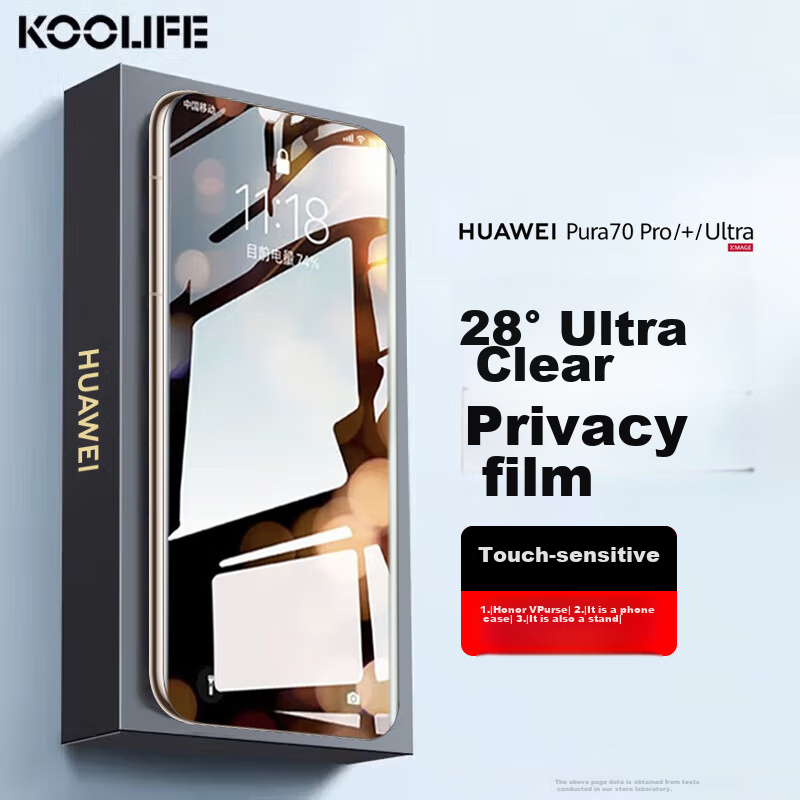 Kulefeng [Kunlun 28° Privacy Screen Protector] for Huawei Pura70Ultra Tempered Glass Film, HUAWEI P70Pro/+ Phone Anti-Peeping Privacy Protection Film, Ultra-Thin Shatterproof