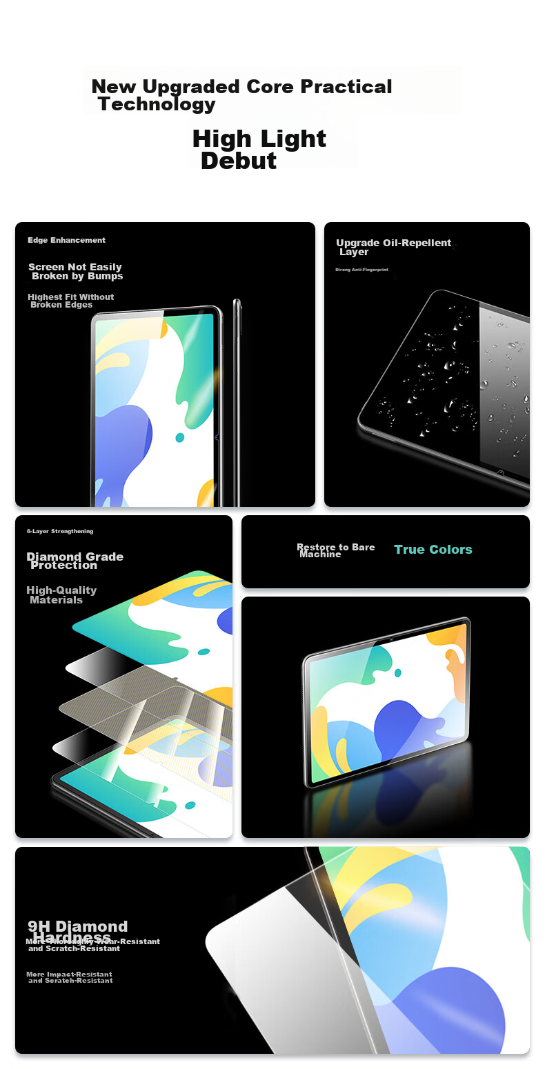 CangHua Tempered Glass Screen Protector for Huawei MatePad 10.4 Kirin/Yue Dong Version, Honor V7/V6 Tablet Protective Film, 10.4-Inch Shatterproof Anti-Fingerprint HD Screen Protector 4