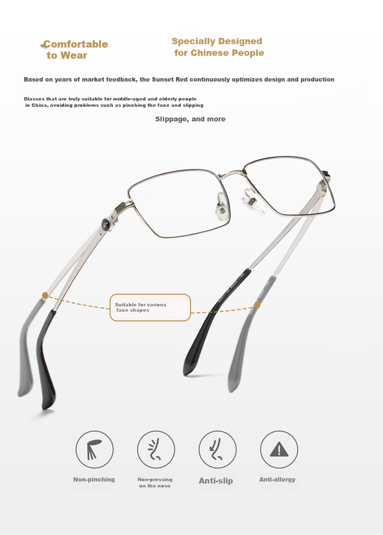 Xiyanghong Reading Glasses for Men And Women, High-Definition Fashionable Anti-Blue Light Ultra-Light Comfortable Presbyopic Glasses BX5204 150 Degrees 5