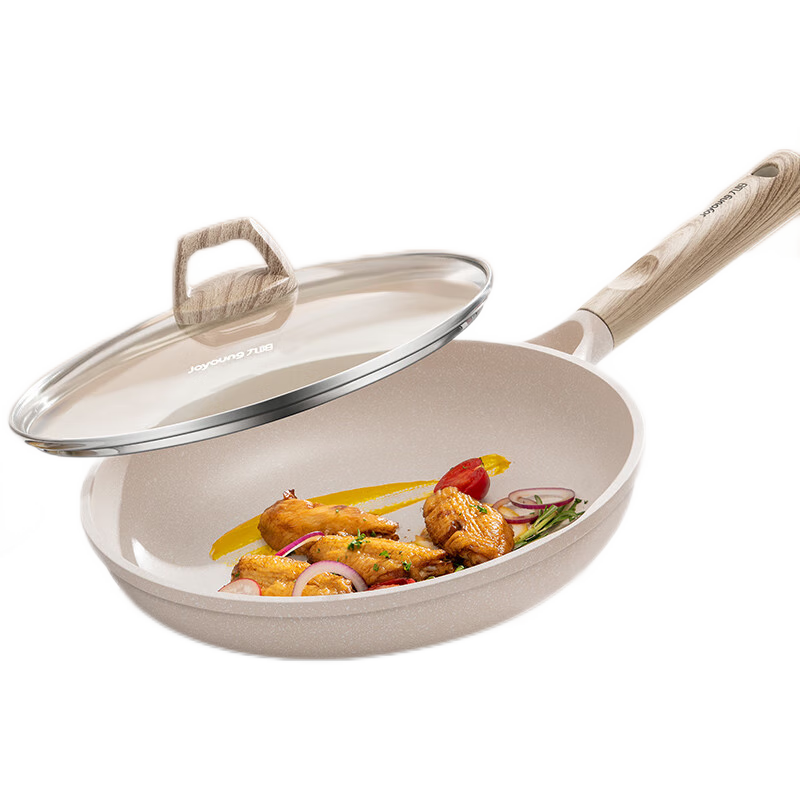 Joyoung Maifanshi Color Non-Stick Frying Pan, Flat Bottom Pan, Stir-Fry Pan, 28cm, Compatible with Induction Cooker, Gas Stove, Open Flame, CJ783