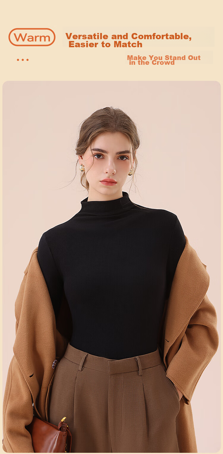 MiiOW Bird's Nest Protein Moisturizing Base Shirt, Women's Semi-Turtleneck, Autumn And Winter Inner Layer, Slim-Fit, High-Elastic Base Underwear, Thin Top 11
