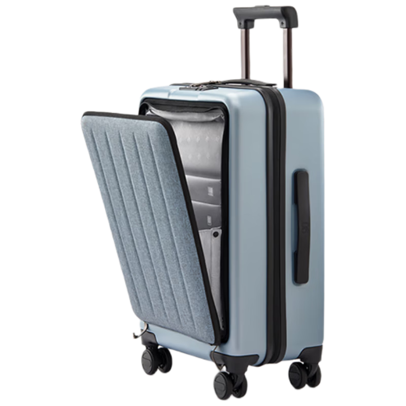 90Fen Luggage, 20-Inch Front-Opening Business Carry-On Suitcase, Expandable Trolley Case, Large Capacity, Lake Blue, JINGDONG Exclusive Supply