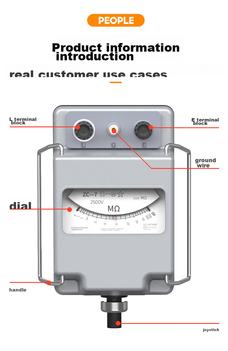 Renmin Megohmmeter Insulation Resistance Tester Electrician's Resistance Meter ZC-7 500V/500MΩ 10