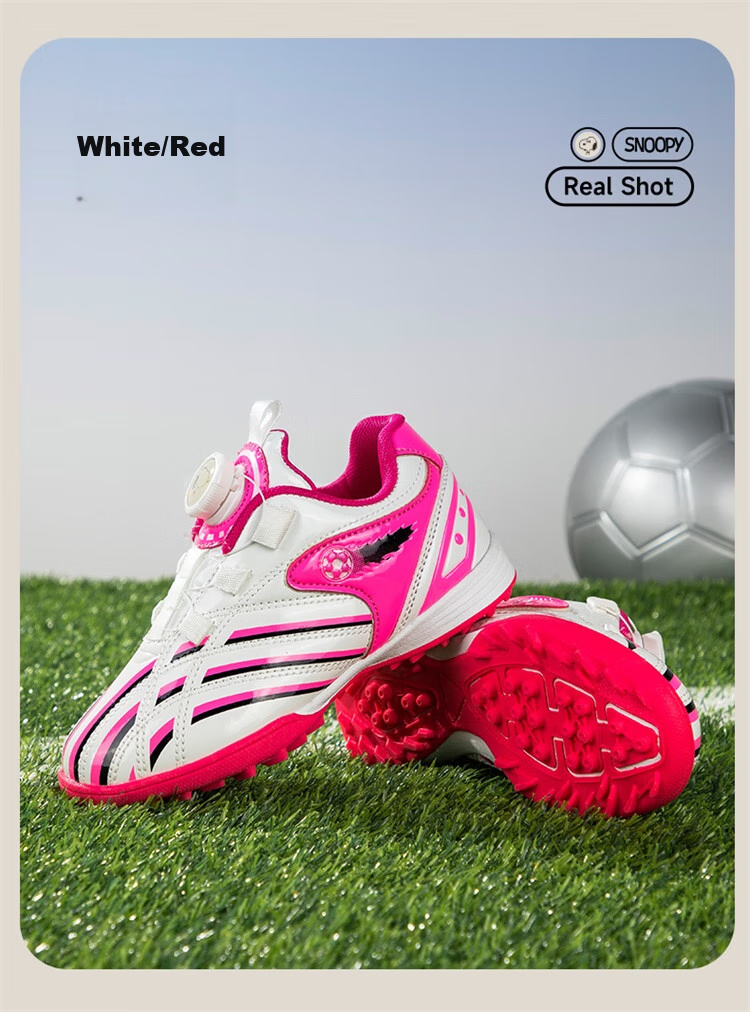 SNOOPY Children's Sports Shoes, Boys And Girls Wear-Resistant Soccer Shoes, Fashionable Cleats Training Shoes, 7899 Red, Size 37 17