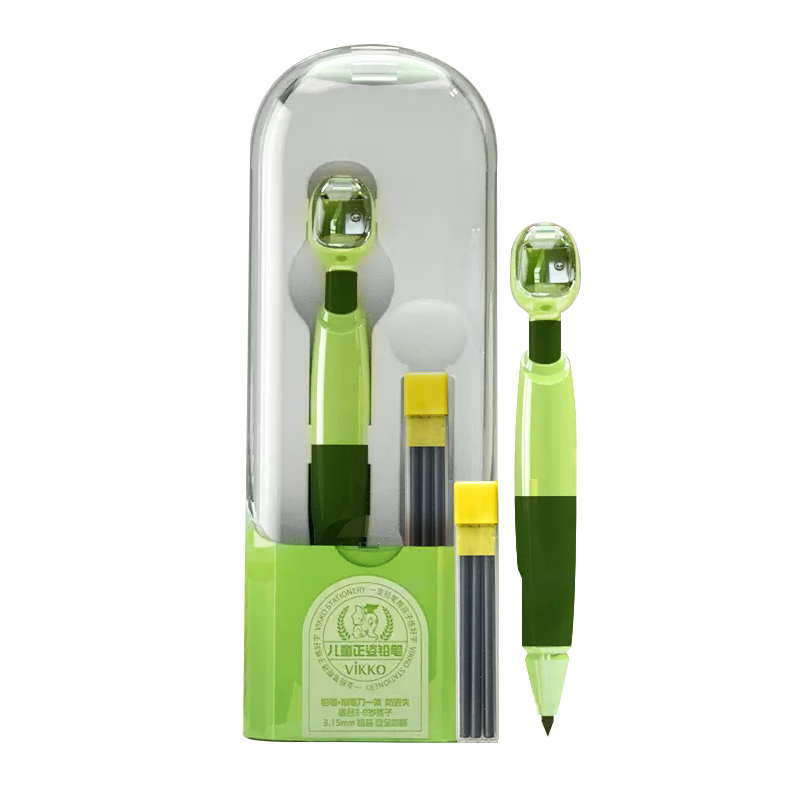 Victory HB Pencil 3.15mm Thick Lead Three-Finger Positioning Hole Automatic Pencil Children's Student Writing Practice Exam Built-in Sharpener Lead Set Blue-Green