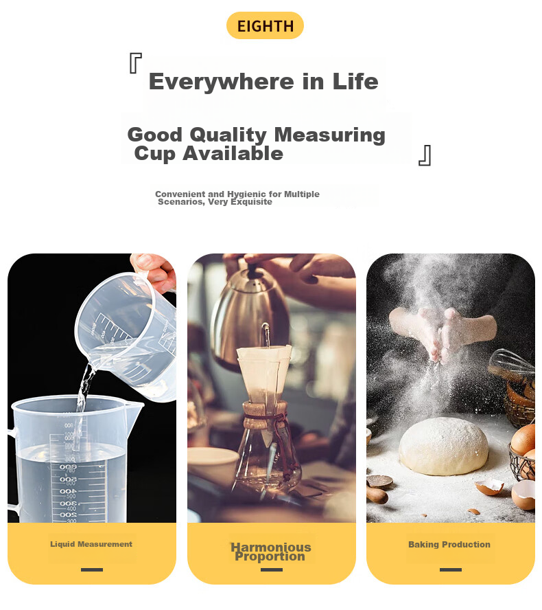 Babike Measuring Cup, 1 Liter * 1 with Lid, Food-Grade PP Plastic, Kitchen Baking Water Cup, Heat-Resistant Milk Measuring Cup 11