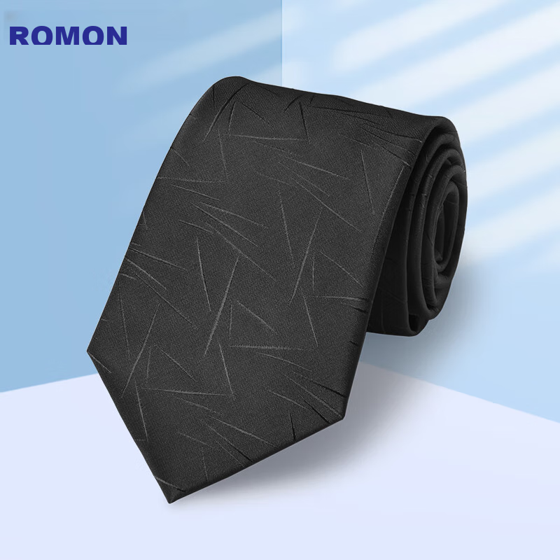 Luomeng Men's Necktie, Business Fashion Formal Wear, 8cm Hand-Tied, for Interviews, Work, Weddings, Gift Box Packaging, Black