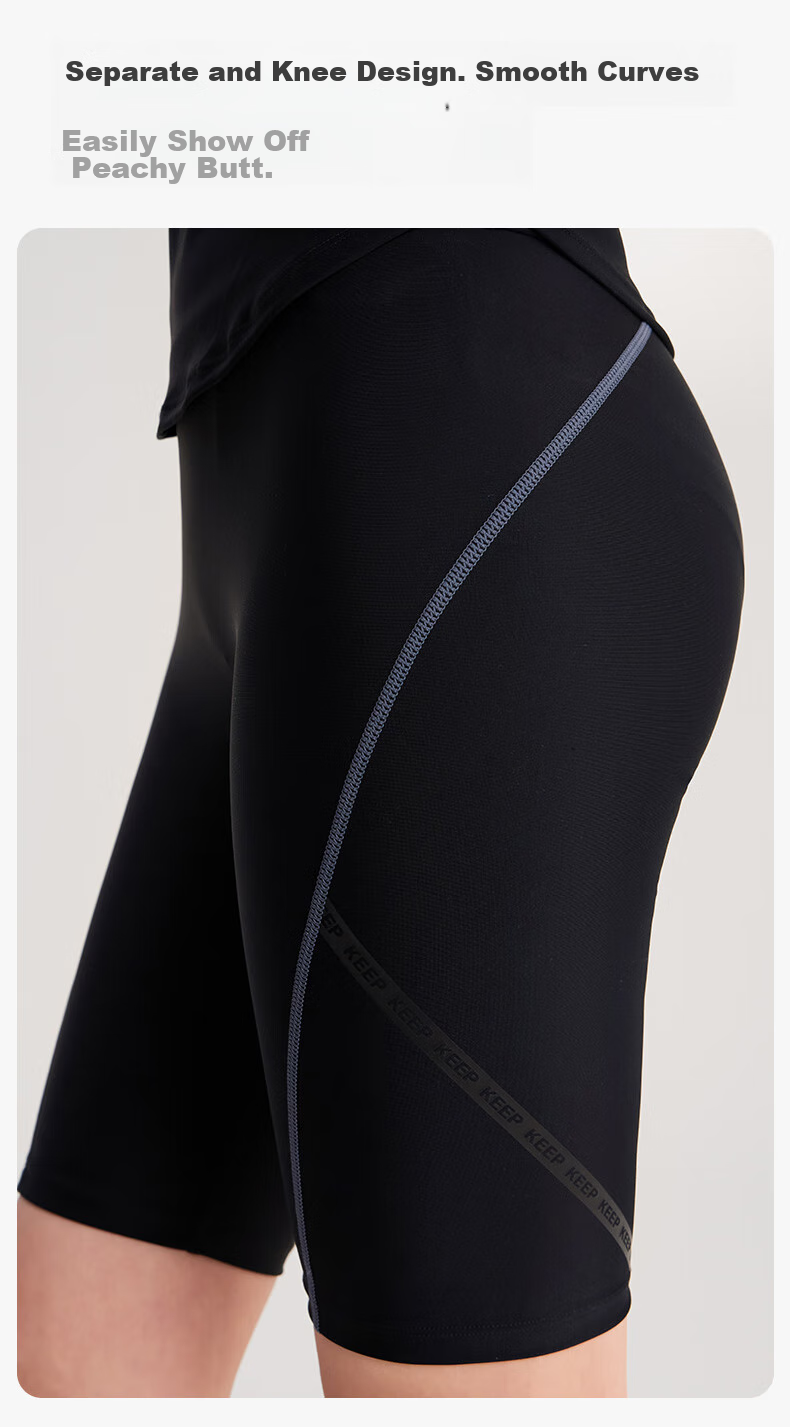 Keep Women's Two-Piece Knee-Length Conservative Plus Size Professional Swimsuit, Concealing, Sun Protection Swimwear 246 Black M 10