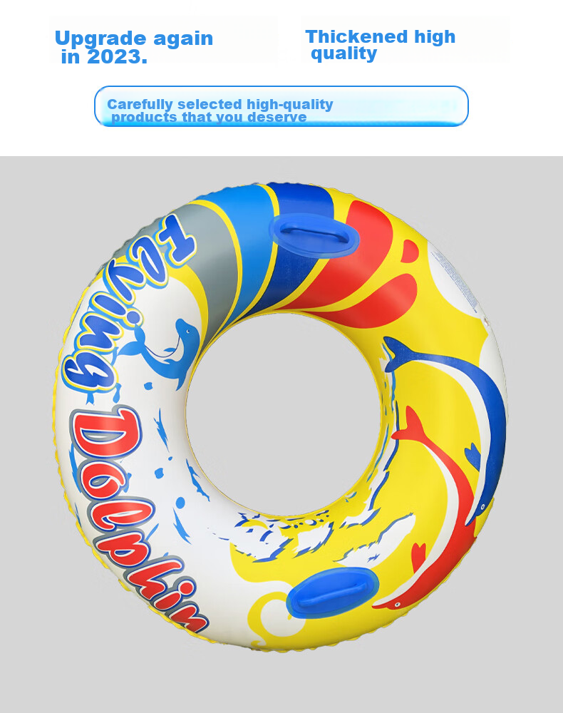 Yonglebao Thick Colorful Swimming Ring with Handles, Armpit Float Life Buoy Cartoon Design for Children And Adults, Water Play Inflatable Rings, 2-Pack 5