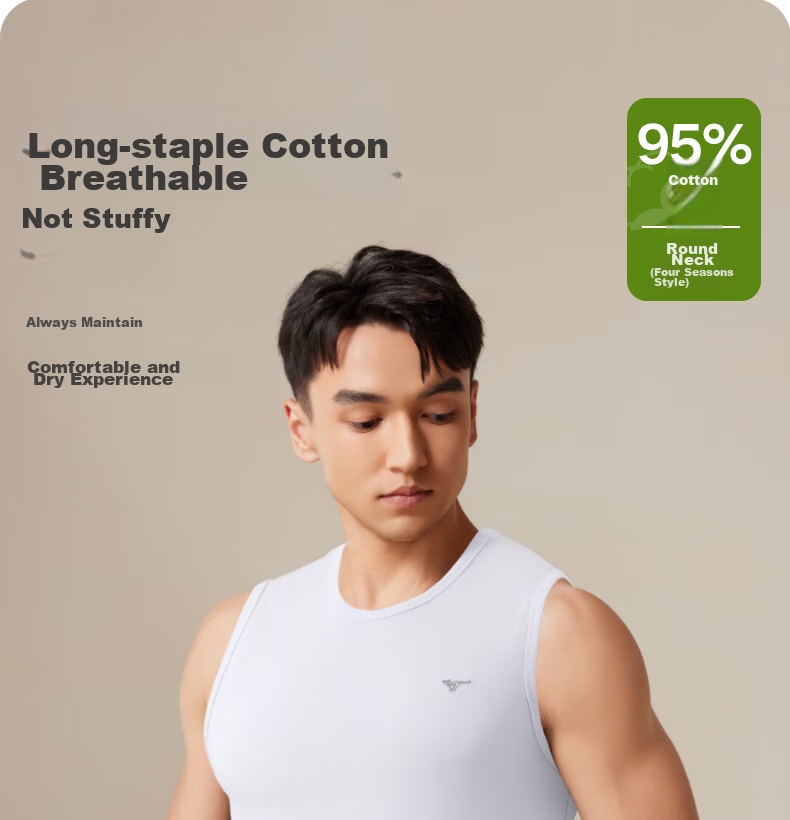 SEPTWOLVES Men's Sports Wide-Shoulder Tank Top, Casual Cotton-Modal Round Neck Versatile Athletic Undershirt for Home Wear 1