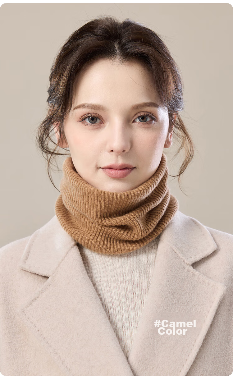JIUMU Cashmere Warm Neck Gaiter for Women, Autumn And Winter Thickened Cold-Proof Neck Protector, Women's Neck Warmer, Winter Wool Scarf for Wome 18