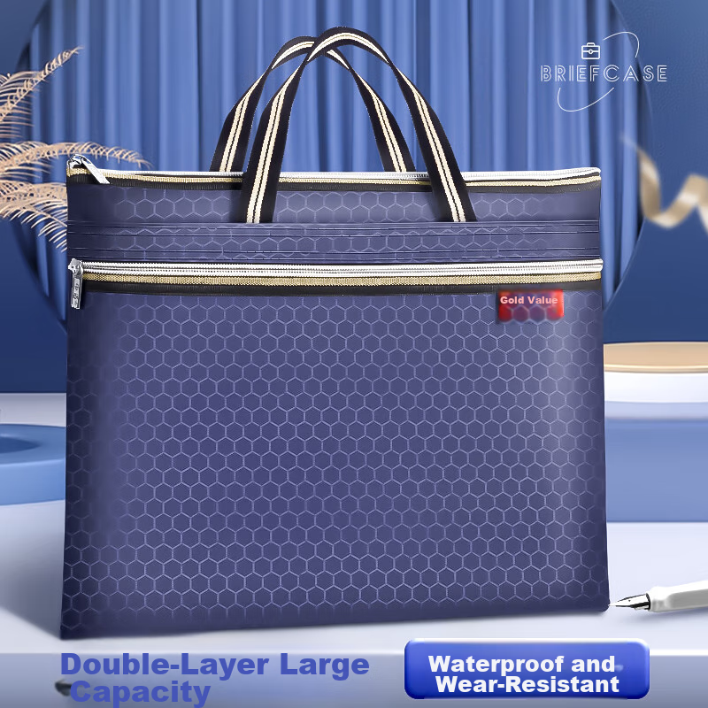 Jinzhi 5 Pieces/wide Office Handbag Canvas Document Bag Zipper File Bag Canvas Tote Business Organizer Bag Large Capacity Document Storage Bag 1