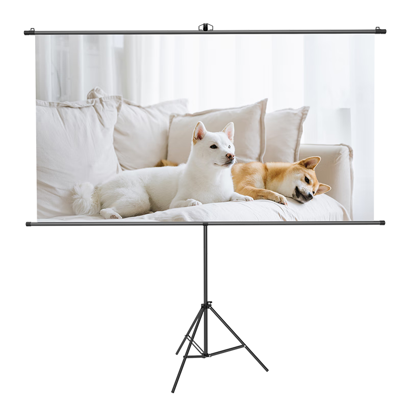 Deli 84-Inch 16:9 Projection Screen, No Drilling Required, Wall-Mounted Or Freestanding, Portable Projector Screen for Home And Outdoor Use, White Glass Fiber High-Definition Screen Suitable for Jmgo And Xgimi MS302