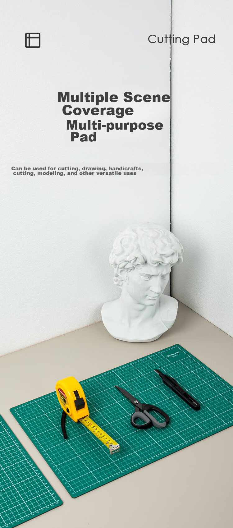 COMIX A4 Double-Sided Cutting Mat, PVC Material, DIY Desktop Pad for Drawing And Engraving, Washable, Student Paper-Cutting, Artistic Carving Board, Anti-Cut Mat, DS-514 Gree 4