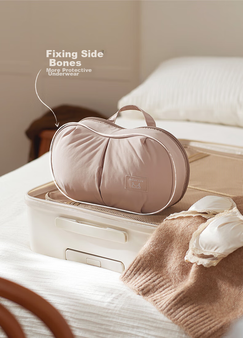 EACHY Underwear Storage Bag, Panties Travel Organizer, Bra Anti-Deformation Bag, Business Trip Chest Pads Storage Bag, Portable - Apricot Color 14