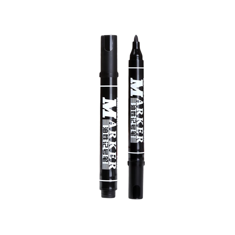 COMIX Single-Tip Logistics Black Oil-Based Marker Pen, Large Head Pen, 50-Pack, Line Width 2mm, EM830-50