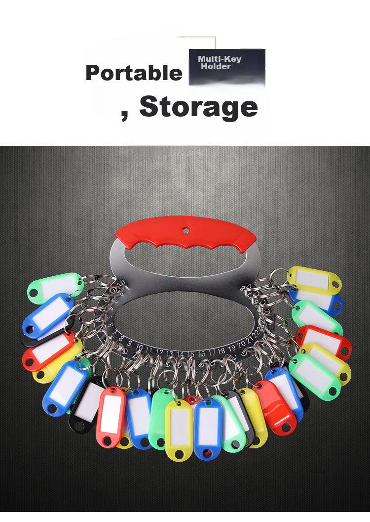 TaTanice Key Ring, Key Storage And Management Accessories, Key Holder with Rings, Key Chain with Marking, Dorm Handheld Metal Key Management Tag, 28 Slots with Marking Plate 1
