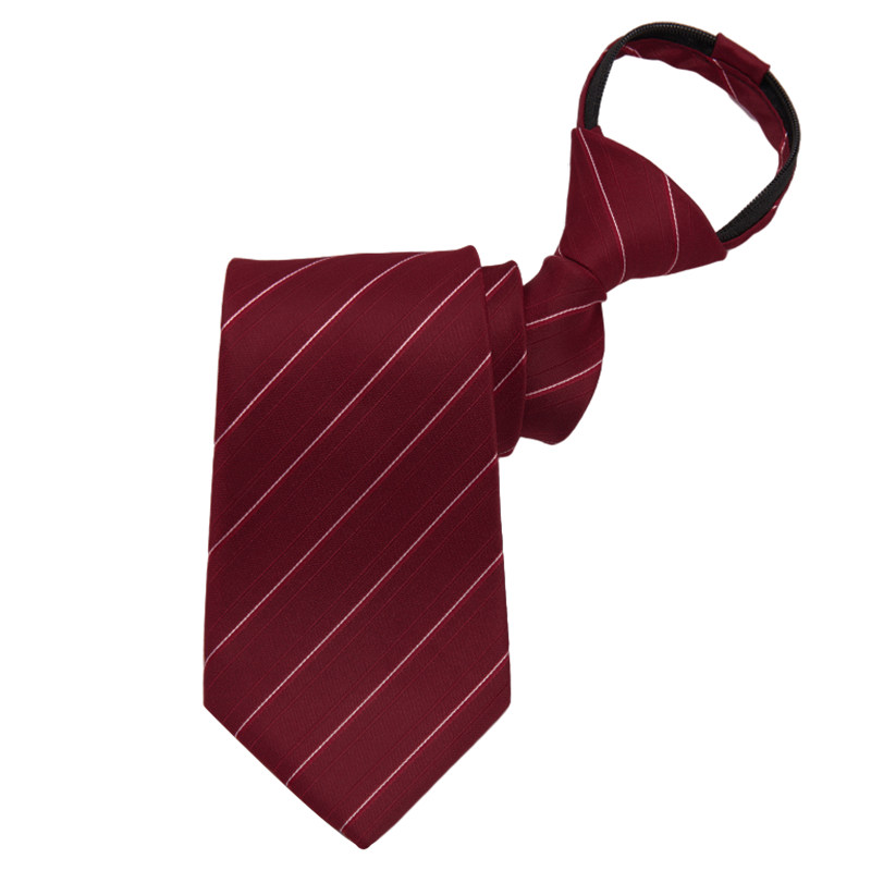 GLO-STORY Zipper Tie, Men's Business Formal Trendy Tie Gift Box, Red Fine Twill (Zipper Version)