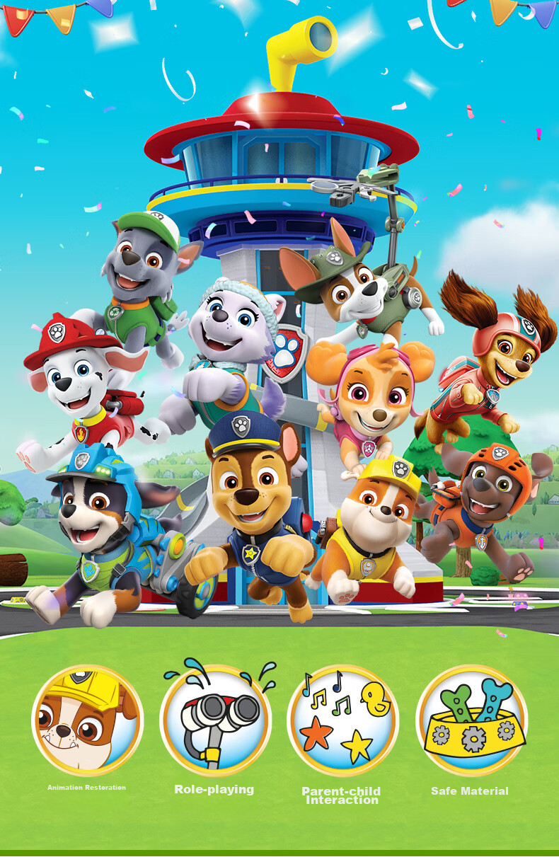 PAW PATROL Toys, Rescue Dogs, Christmas Gifts for Boys And Girls, Children's 10th Anniversary, Dog Figurines, Decorations Set 3