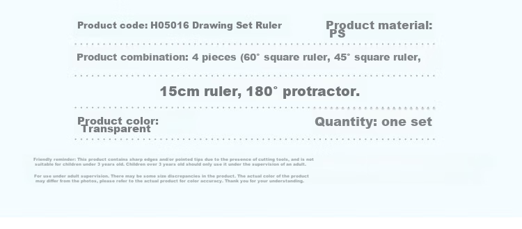 GuangBo Student Stationery Drawing And Exam Ruler Set Minimalist Style (Straight Ruler + Two Triangle Rulers + Protractor) Combination Pack H05323 5