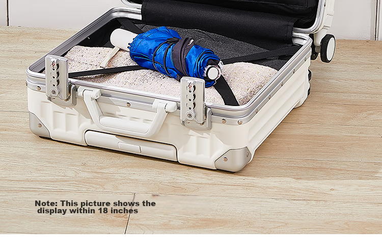 DTA Multifunctional Luggage for Women And Men, Spinner Wheels, Aluminum Frame Carry-On Suitcase, Travel Leather Case, Ivory White, 20 Inches 14