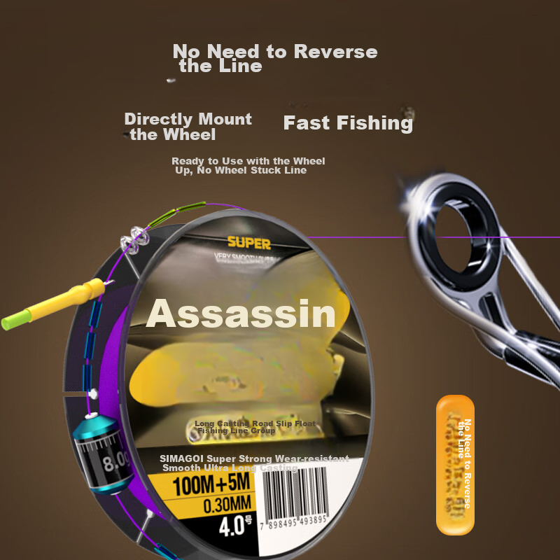 SIMAGO Ximan Duo Sliding Line Set, Big Fish Fishing Line Kit, Finished Rock Rod Sliding Float Long-Distance Casting Fishing Set, Lure Line Set, Size 1.2