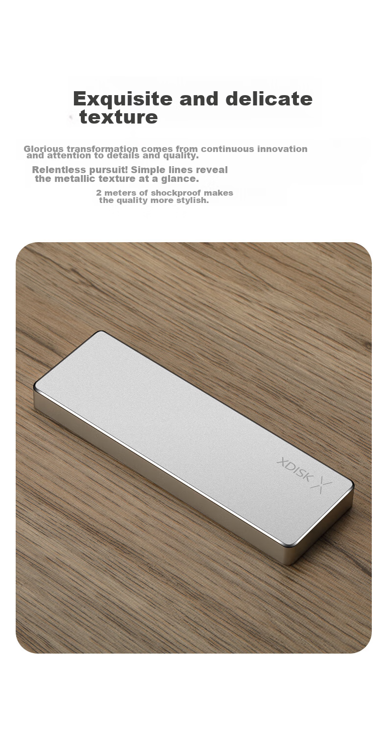 Xiaopan (XDISK) 128GB USB3.2 Portable Solid State Drive (PSSD) M Series Type-C Silver Ultra-Thin Fashionable Direct Phone Connection Data Backup Compatible with MAC 4