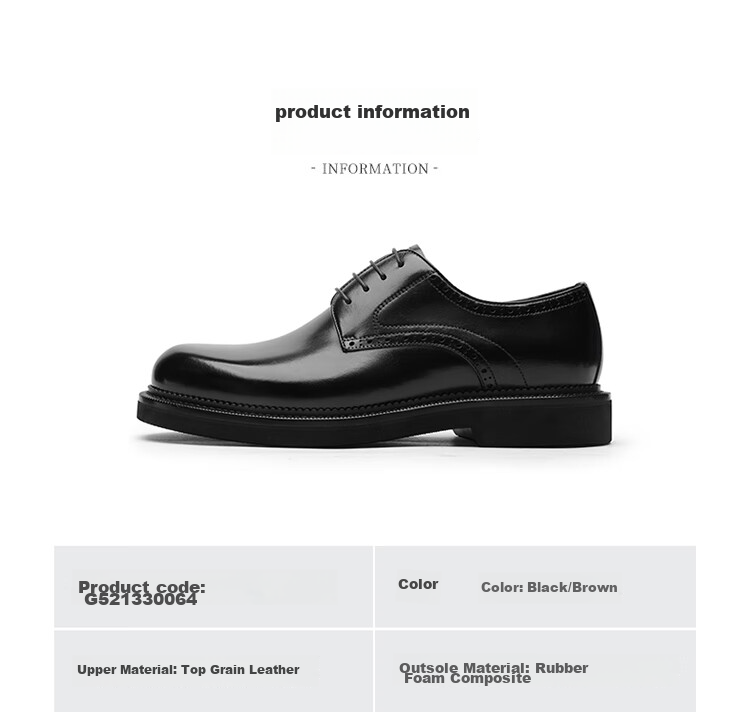 Goldlion Men's Shoes, Business Formal Leather Shoes, Banquet Wedding Shoes, Color-Blocking Craftsmanship, Retro Derby Shoes G521330064CCA Brown Size 37 25