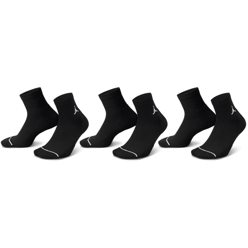 Jordan Men's And Women's Sports Socks, Embroidered Logo, Three-Pair Pack, Quick-Dry Mid-Calf Socks DX9655-010 Black L